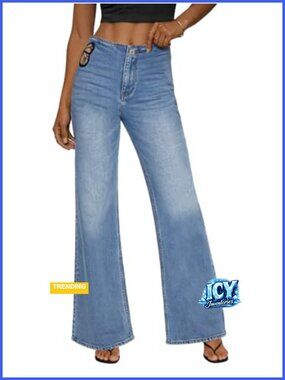 High Waisted Flare Jeans Butterfly Cutout Stretch Denim Pants